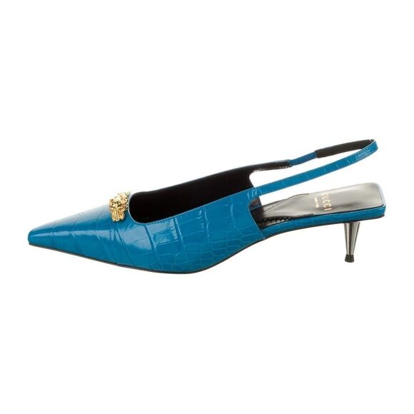 Brand new GUCCI 
Calfskin Crocodile Print Square Slingback Pumps size 41 - Picture 2 of 16